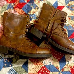 Women’s lace up front with side zipper combat boots